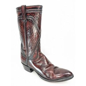 Vintage Lucchese Womens Leather Cowgirl Boots Sz 10 A Western Ranchwear Festival